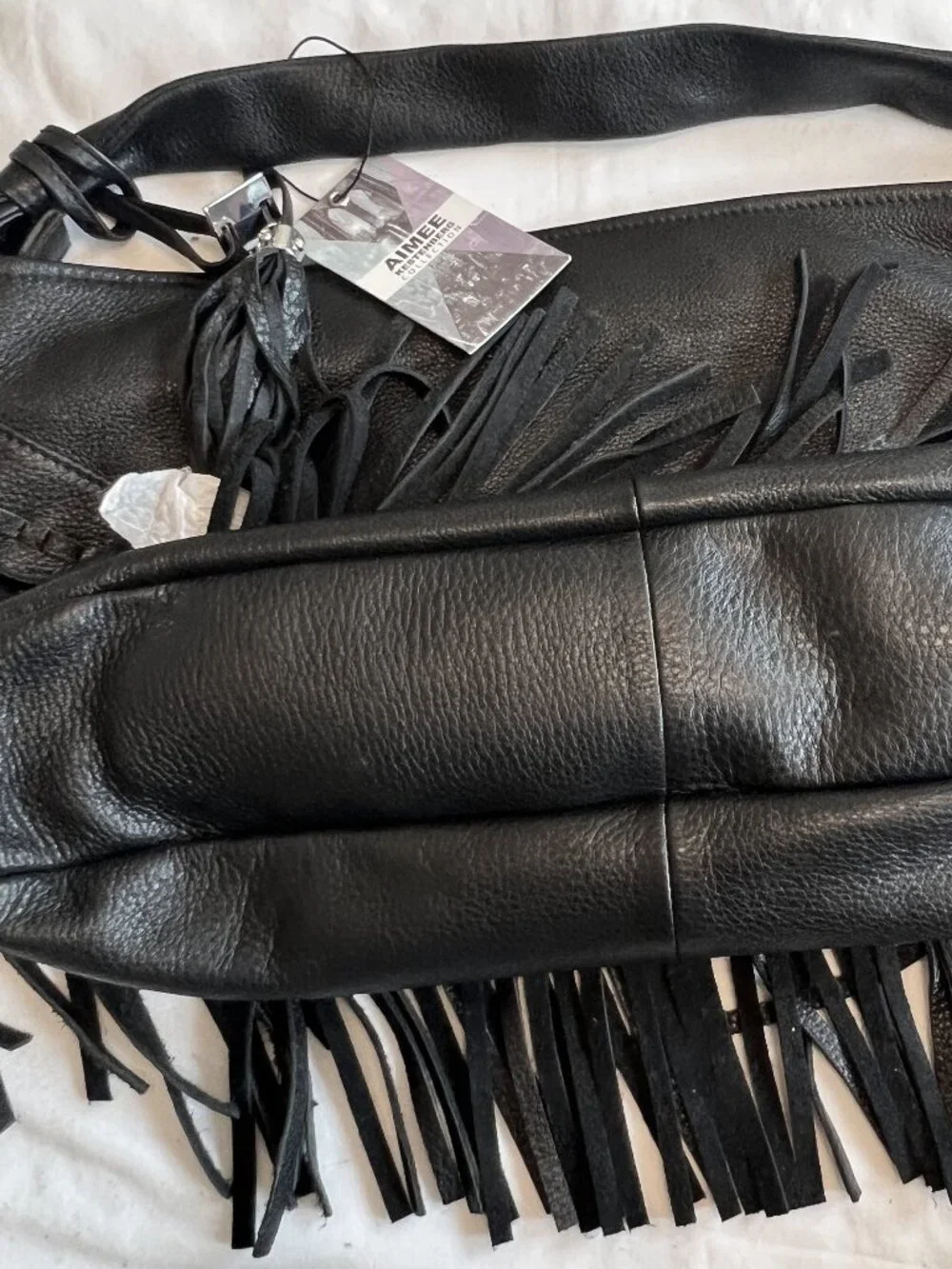 AIMEE KESTENBERG Large Black Fringed Leather Hobo NWT + Dustbag